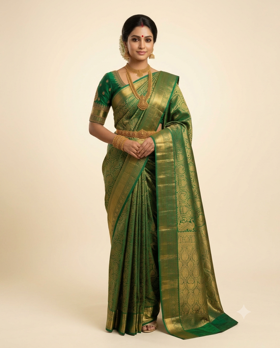 Royal Emerald Kanjeevaram Silk Saree