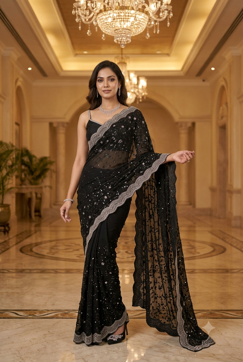 Midnight Glam Cocktail Party Wear Saree