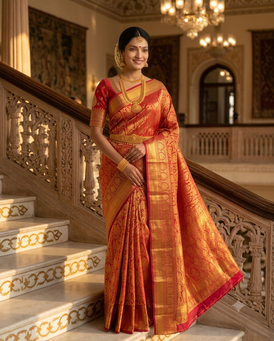 Royal Crimson Kanjeevaram Silk Saree