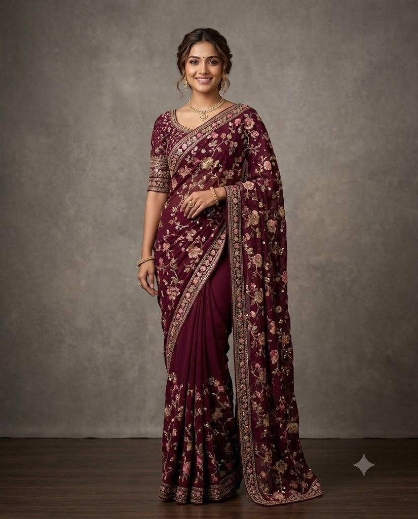 Royal Bloom Georgette Saree