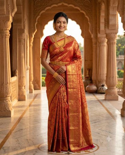 Royal Crimson Kanjeevaram Silk Saree