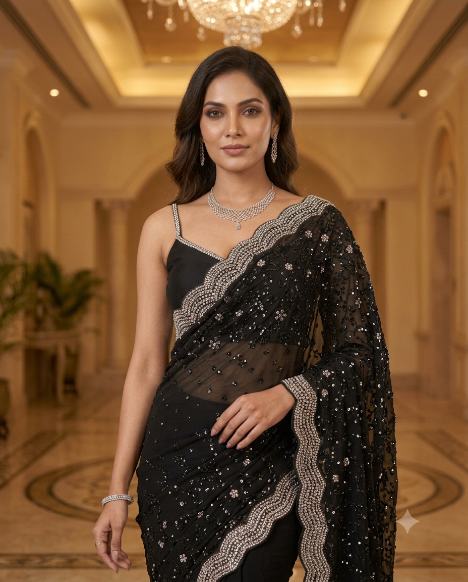 Midnight Glam Cocktail Party Wear Saree